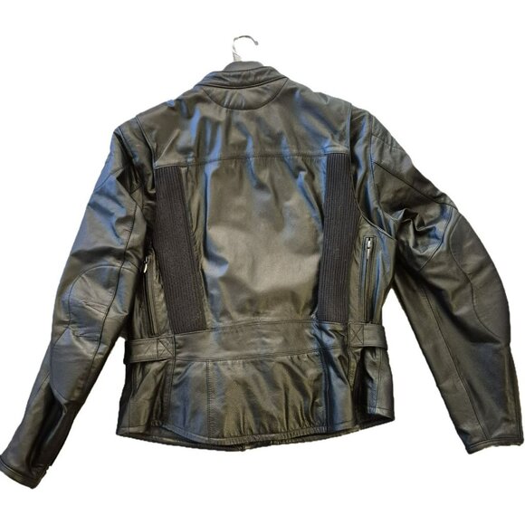 Harley-Davidson Black Leather Motorcycle Jacket  Women's Large Belted Waist - Picture 2 of 16